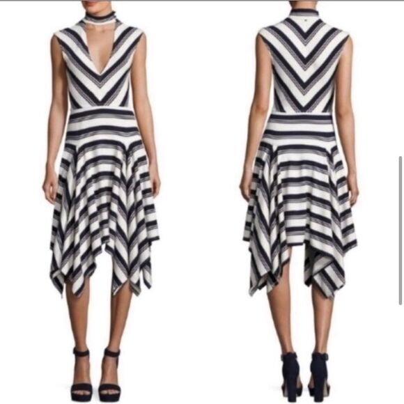 NWT Gorgeous Derek Lam White Navy Dress- Large - Picture 1 of 16